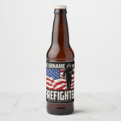 Personalisierter Firefighter Rescue USA Flag Patri Bierflaschenetikett (Vorderseite)