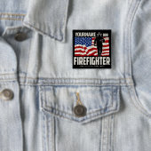 Personalisierter Firefighter Rescue USA Flag Patri Button (Beispiel)