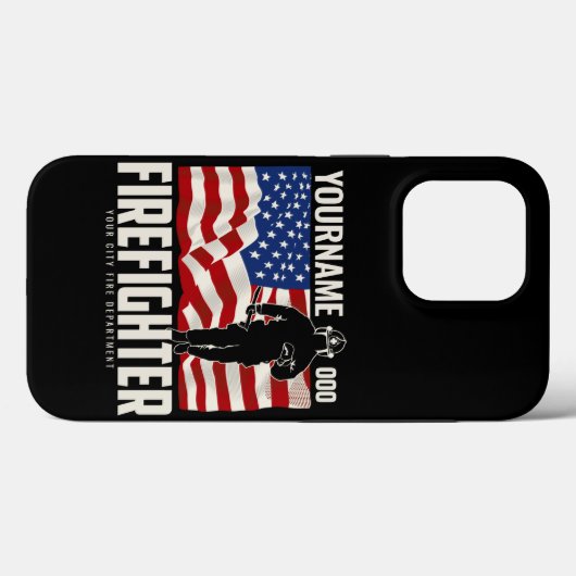 Personalisierter Firefighter Rescue USA Flag Patri Case-Mate iPhone Hülle (Rückseite (Horizontal))
