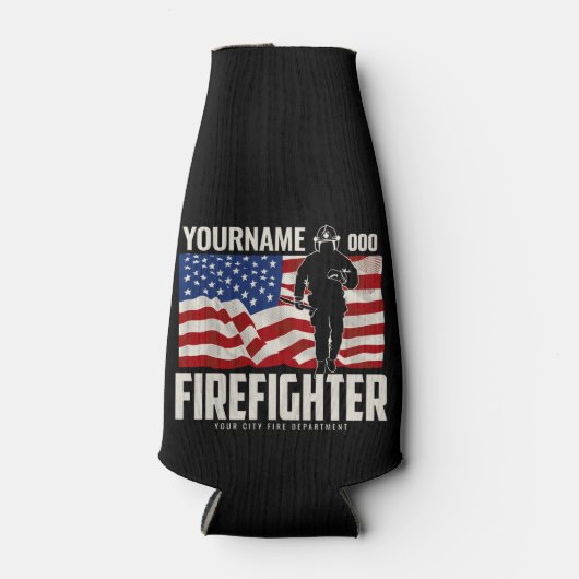Personalisierter Firefighter Rescue USA Flag Patri Flaschenkühler (Vorderseite)