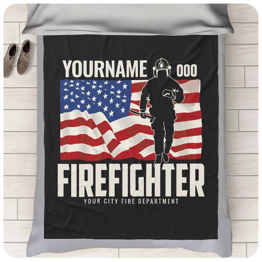 Personalisierter Firefighter Rescue USA Flag Patri Fleecedecke