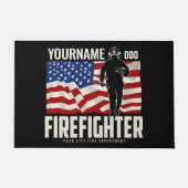 Personalisierter Firefighter Rescue USA Flag Patri Fußmatte (Vorderseite)