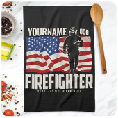 Personalisierter Firefighter Rescue USA Flag Patri Geschirrtuch