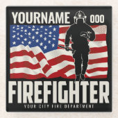 Personalisierter Firefighter Rescue USA Flag Patri Glasuntersetzer (Vorderseite)