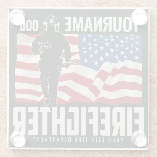 Personalisierter Firefighter Rescue USA Flag Patri Glasuntersetzer (Rückseite)