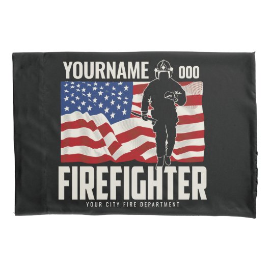 Personalisierter Firefighter Rescue USA Flag Patri Kissenbezug (Vorderseite)
