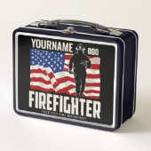 Personalisierter Firefighter Rescue USA Flag Patri Metall Brotdose (Vorderseite)