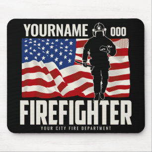 Personalisierter Firefighter Rescue USA Flag Patri Mousepad