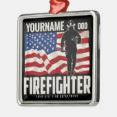 Personalisierter Firefighter Rescue USA Flag Patri Ornament Aus Metall (Links)