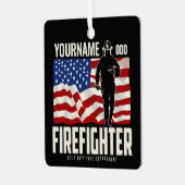 Personalisierter Firefighter Rescue USA Flag Patri Ornament Aus Metall (Vorderseite links)