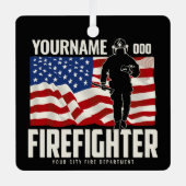 Personalisierter Firefighter Rescue USA Flag Patri Ornament Aus Metall (Vorderseite)