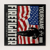 Personalisierter Firefighter Rescue USA Flag Patri Puzzle (Horizontal)