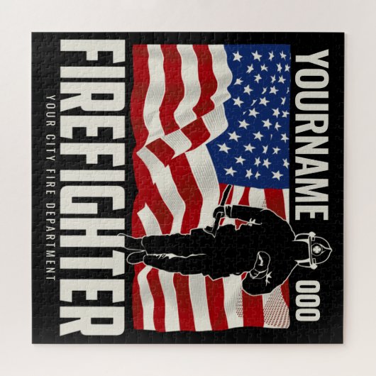 Personalisierter Firefighter Rescue USA Flag Patri Puzzle (Horizontal)