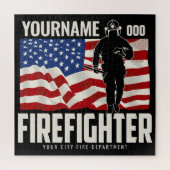 Personalisierter Firefighter Rescue USA Flag Patri Puzzle (Vertikal)