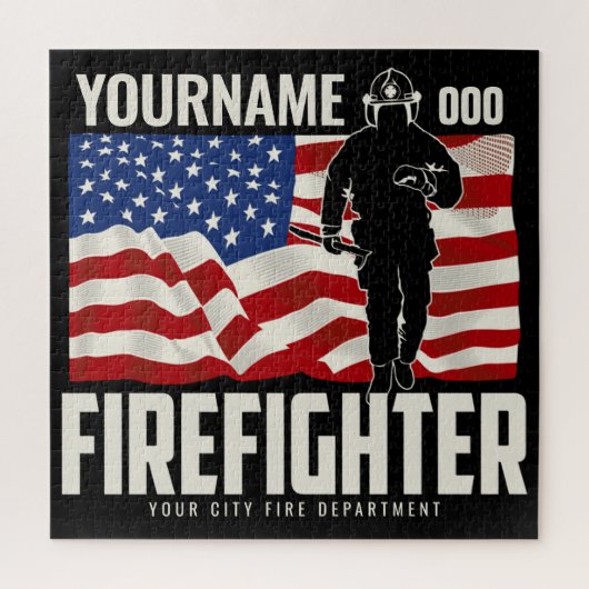 Personalisierter Firefighter Rescue USA Flag Patri Puzzle (Vertikal)