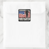 Personalisierter Firefighter Rescue USA Flag Patri Quadratischer Aufkleber (Tasche)