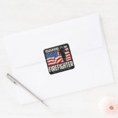 Personalisierter Firefighter Rescue USA Flag Patri Quadratischer Aufkleber (Umschlag)