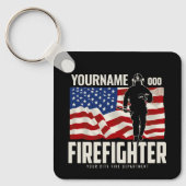 Personalisierter Firefighter Rescue USA Flag Patri Schlüsselanhänger (Vorderseite)