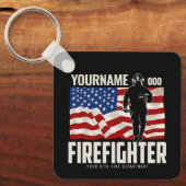 Personalisierter Firefighter Rescue USA Flag Patri Schlüsselanhänger (Vorderseite)