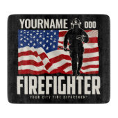 Personalisierter Firefighter Rescue USA Flag Patri Schneidebrett (Vorderseite)