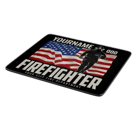 Personalisierter Firefighter Rescue USA Flag Patri Schneidebrett (Ecke)