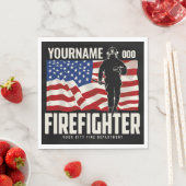 Personalisierter Firefighter Rescue USA Flag Patri Serviette (Beispiel)