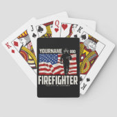 Personalisierter Firefighter Rescue USA Flag Patri Spielkarten (Rückseite)