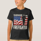 Personalisierter Firefighter Rescue USA Flag Patri T-Shirt (Vorderseite)