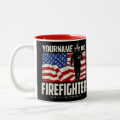 Personalisierter Firefighter Rescue USA Flag Patri Zweifarbige Tasse (Links)