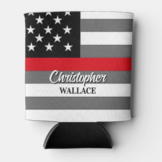 Personalisierter Firefighter Thin Red Line Custom Dosenkühler (Vorderseite)