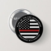 Personalisierter Firefighter Thin Red Line USA-Fla Button (Vorne & Hinten)