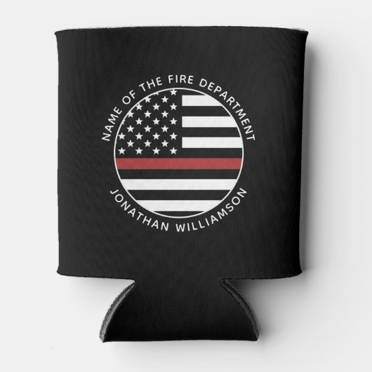 Personalisierter Firefighter Thin Red Line USA-Fla Dosenkühler (Vorderseite)