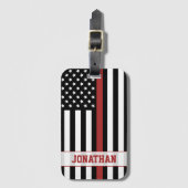 Personalisierter Firefighter Thin Red Line USA-Fla Gepäckanhänger (Vorderseite Vertikal)