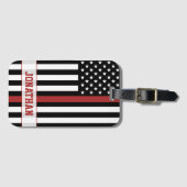 Personalisierter Firefighter Thin Red Line USA-Fla Gepäckanhänger (Vorderseite (Horizontal))