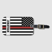 Personalisierter Firefighter Thin Red Line USA-Fla Gepäckanhänger (Vorderseite (Horizontal))