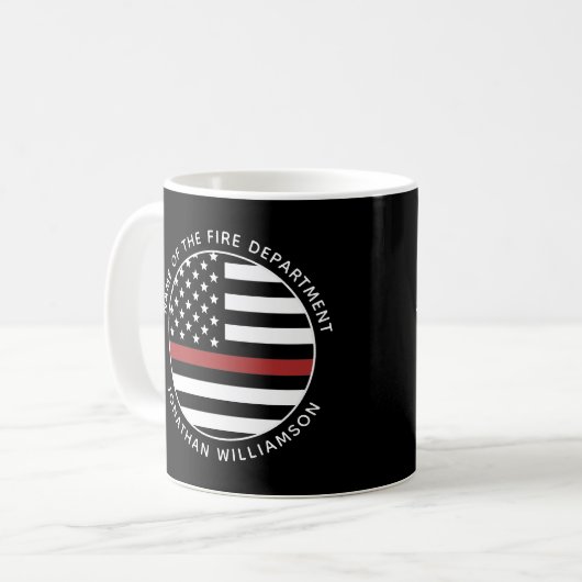 Personalisierter Firefighter Thin Red Line USA-Fla Kaffeetasse (Vorderseite Links)