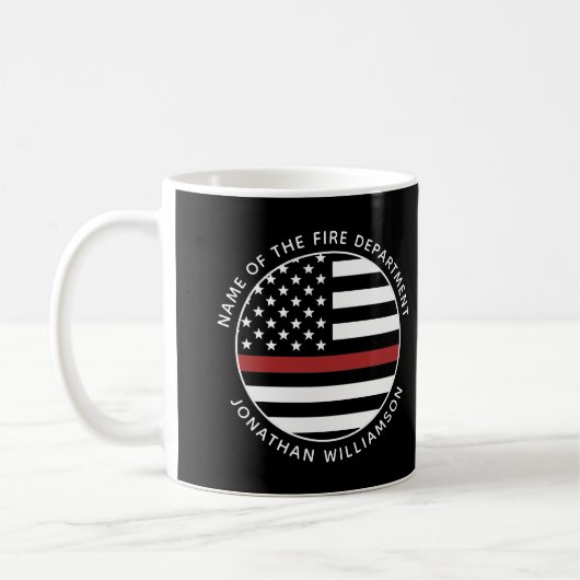 Personalisierter Firefighter Thin Red Line USA-Fla Kaffeetasse (Links)