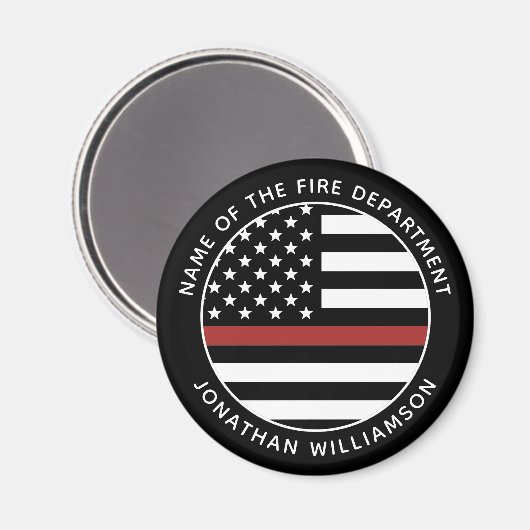 Personalisierter Firefighter Thin Red Line USA-Fla Magnet (Vorderseite/Rückseite)