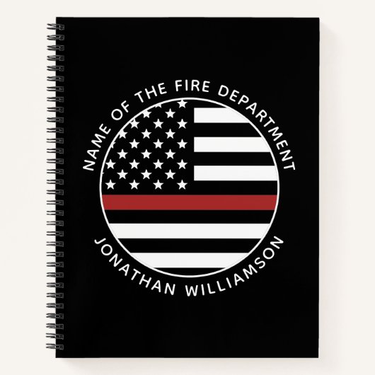 Personalisierter Firefighter Thin Red Line USA-Fla Notizblock (Vorderseite)