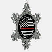 Personalisierter Firefighter Thin Red Line USA-Fla Schneeflocken Zinn-Ornament (Links)