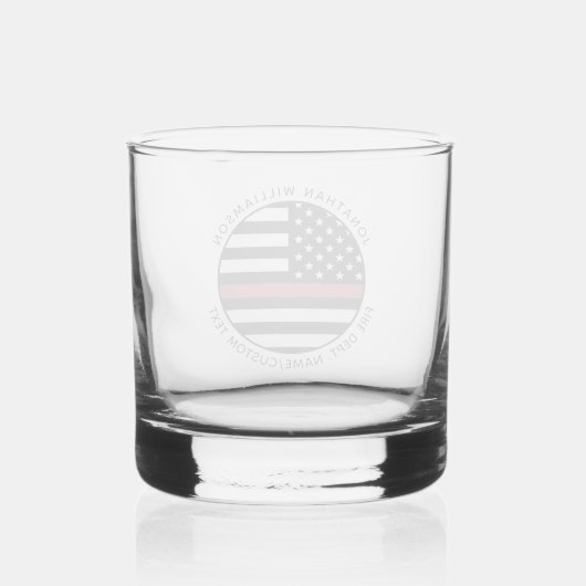Personalisierter Firefighter Thin Red Line USA-Fla Whiskyglas (Rückseite)