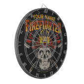 Personalisierter Fireman Skull Helm AX Firefighter Dartscheibe (Vorderseite Links)