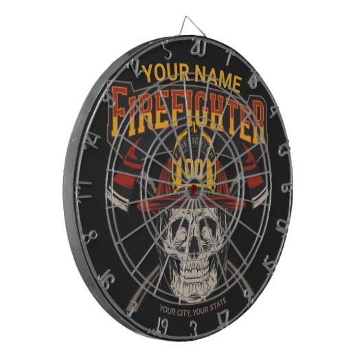 Personalisierter Fireman Skull Helm AX Firefighter Dartscheibe (Vorderseite Links)