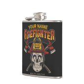 Personalisierter Fireman Skull Helm AX Firefighter Flachmann (Links)