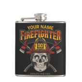 Personalisierter Fireman Skull Helm AX Firefighter Flachmann (Vorderseite)