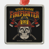 Personalisierter Fireman Skull Helm AX Firefighter Ornament Aus Metall (Vorne)