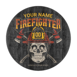 Personalisierter Fireman Skull Helm AX Firefighter Schneidebrett
