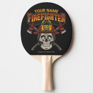Personalisierter Fireman Skull Helm AX Firefighter Tischtennis Schläger