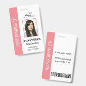 Personalisierter Firmenmitarbeiter Pink-ID-Abzeich Ausweis (Vorder- & Rückseite)