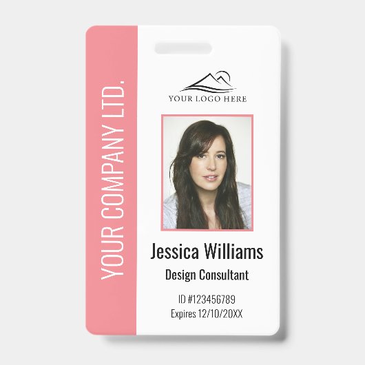 Personalisierter Firmenmitarbeiter Pink-ID-Abzeich Ausweis (Vorderseite)